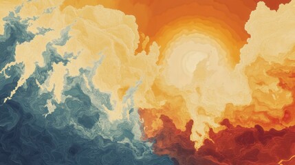 detailed visualization of a heatwave, illustrating how high-pressure systems trap warm air over an area for extended periods