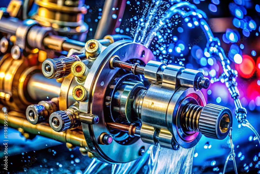 Poster hydraulic brake system: pascal's principle in action - bokeh effect