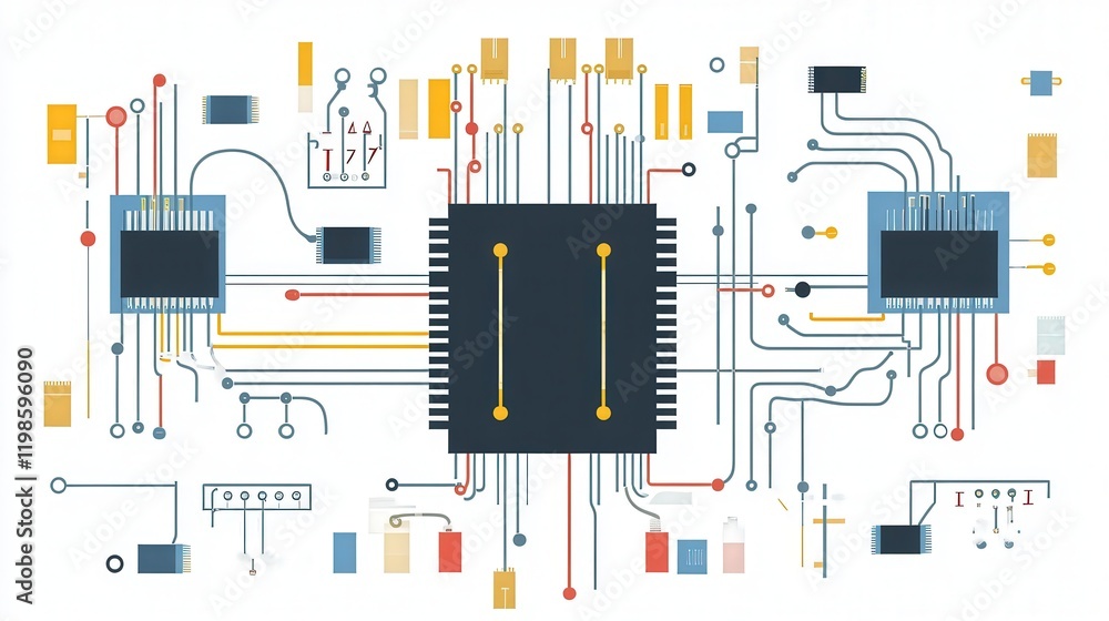 Poster diagram of a digital counter circuit, showing how flip-flops and logic gates are used