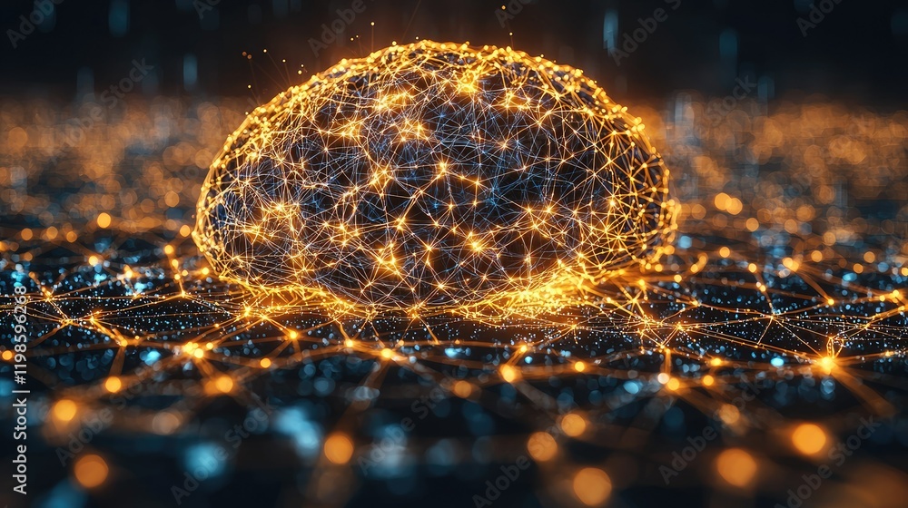 Poster illuminated neural network brain structure visualization