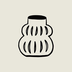 Minimalist Vase Pottery Ceramic. Jar Sketch Black Line Symbol. Stylized Whimsical Hand Drawn Vector Element Decor