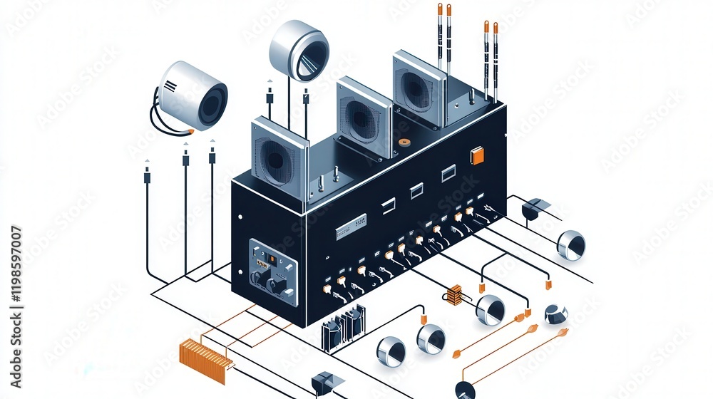 Poster power amplifier circuit, showing how an amplifier boosts the input