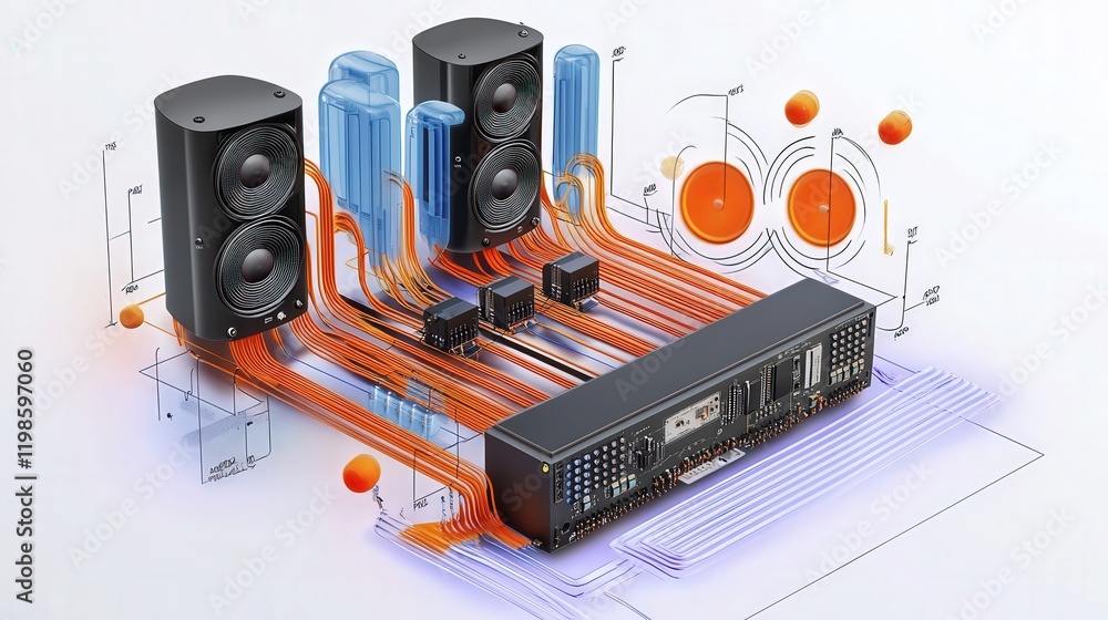 Poster power amplifier circuit, showing how an amplifier boosts the input