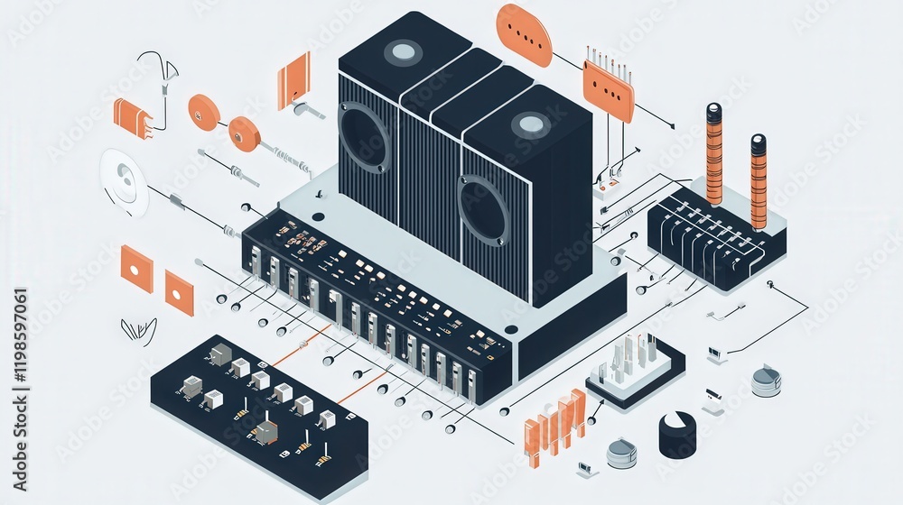 Poster power amplifier circuit, showing how an amplifier boosts the input