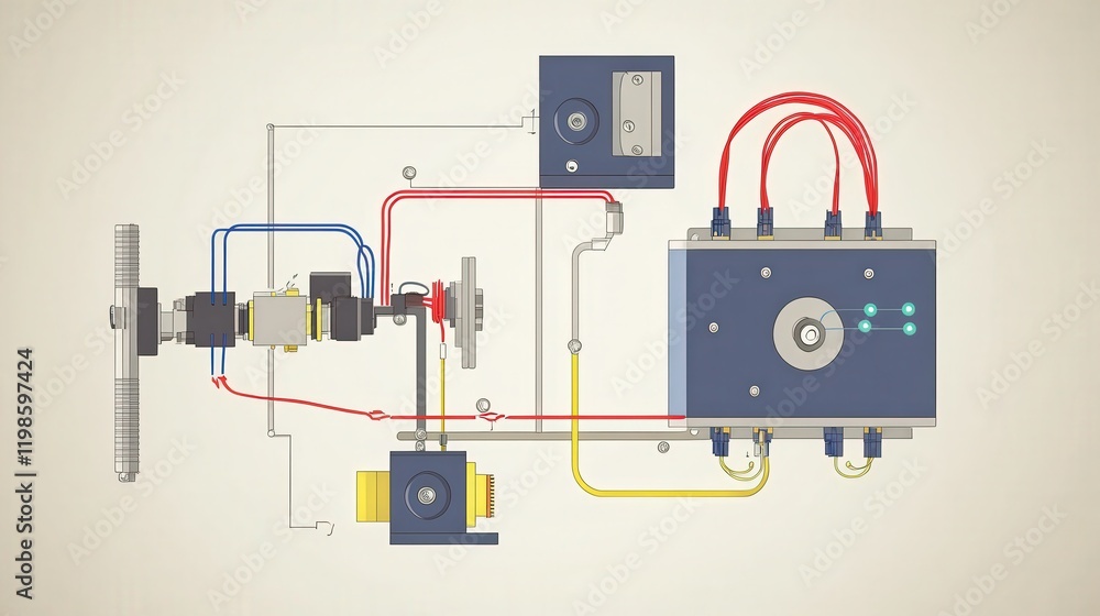 Aufkleber simple motor control circuit, showing how a switch, relay, and motor are connected,