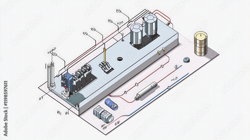 Poster transistor-based amplifier circuit, showing the input, output, and transistor connections