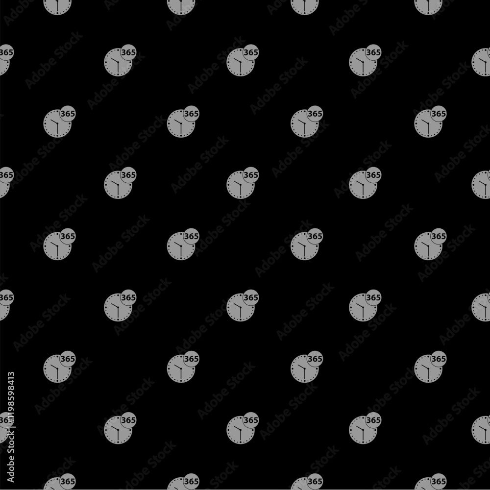 Poster clock timer seamless pattern isolated on black background