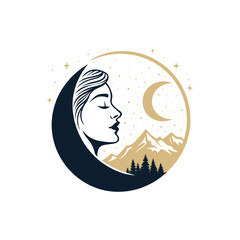 moon silhouette vector clip art logo design