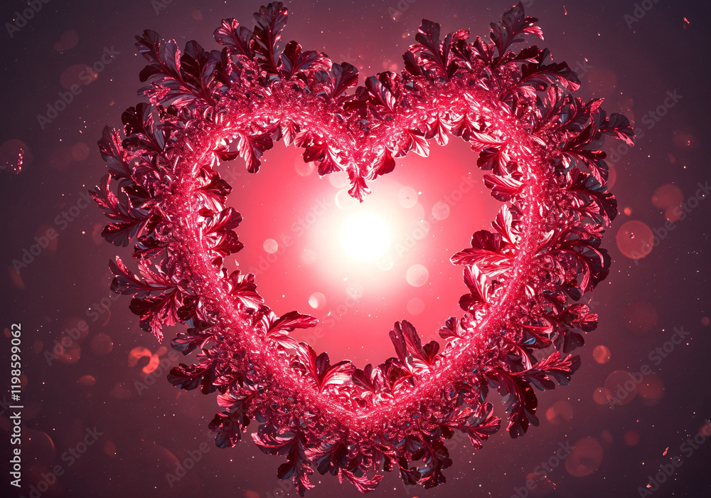 Poster frost patterns on glass in the shape of a heart for valentine's day . generative ai