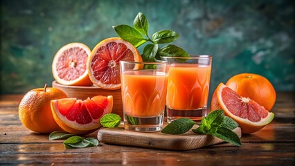Juicy Grapefruit: Refreshing Summer Drink with Copy Space
