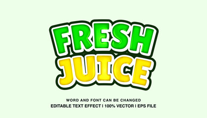 Naklejka premium fresh juice bold glossy editable text effect 