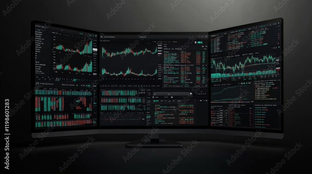 Poster financial data analysis on multiple monitors