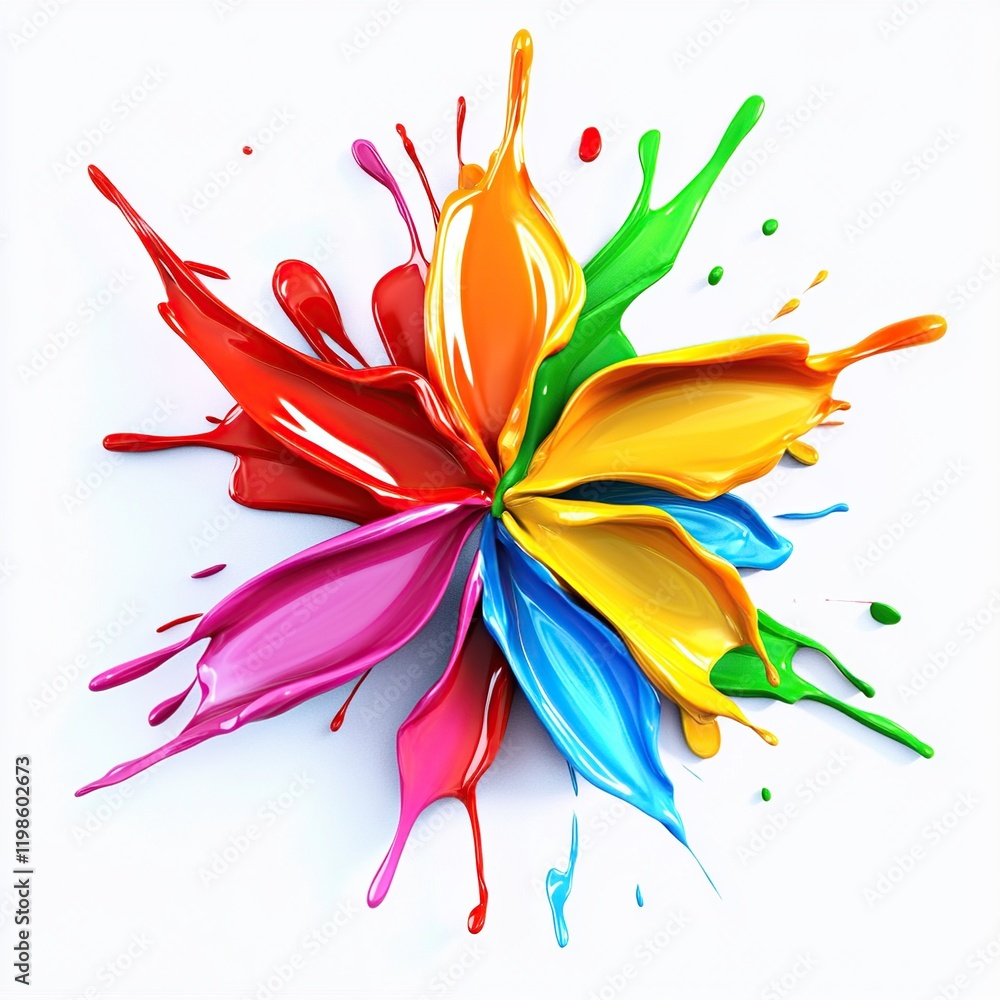 Poster vibrant colors explode: a dynamic paint splash in artistic motion, creating a stunning visual master