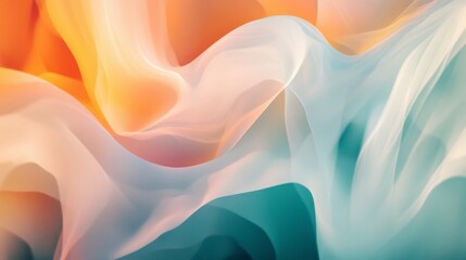Obraz premium Abstract Swirling Fabric in Hues of Orange, White, and Teal