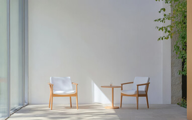 Modern seating arrangement in a bright minimalist indoor space