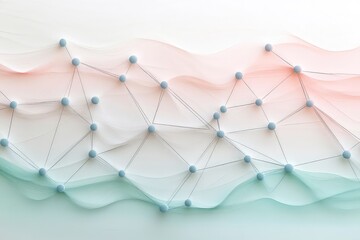 A minimalist abstract network background with subtle pastel-colored nodes connected by thin lines over a smooth white and grey gradient.