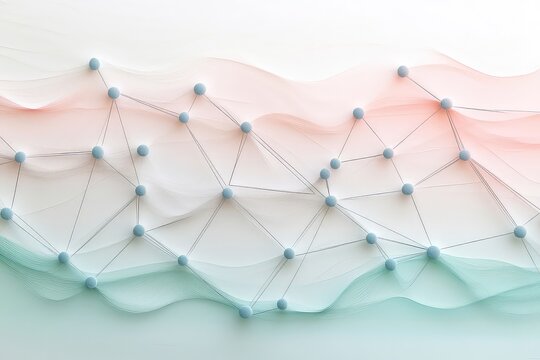 A minimalist abstract network background with subtle pastel-colored nodes connected by thin lines over a smooth white and grey gradient.