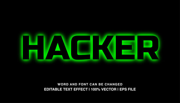 editable text effect hacker green neon typeface