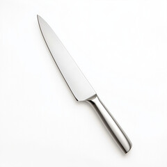 Fototapeta premium A silver knife is shown on a white background