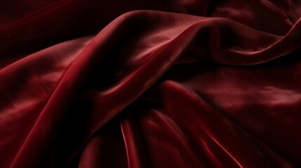 Obraz premium Elegant red fabric draped gracefully, showcasing rich texture and depth of color in soft natural light