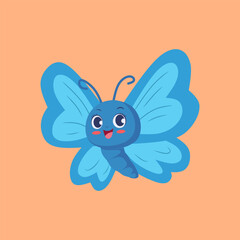 Cute cartoon butterfly graphic design on peach background.