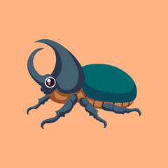 Cute Cartoon Illustration of a Hercules Rhinoceros Beetle
