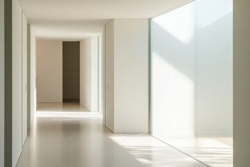 Fototapeta premium Modern corridor with natural light highlighting minimalist architecture in a contemporary setting