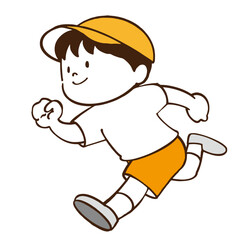 元気に走る男の子のイラスト