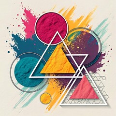 Abstract colorful powder's geometric illustration background.