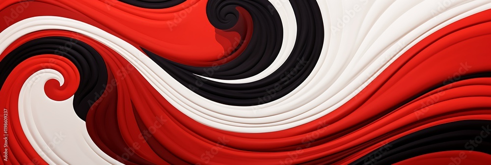 Poster abstract red, black, and white swirls: a mesmerizing abstract design featuring swirling patterns of 
