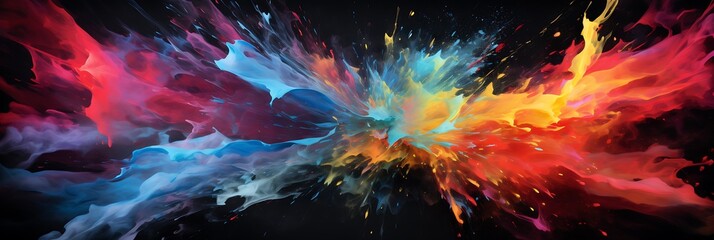 Explosive Color Symphony: A vibrant burst of colorful paint explodes against a dark background, creating a stunning visual symphony of energy, passion, and creativity.