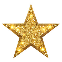 Glitter star isolated on transparent background