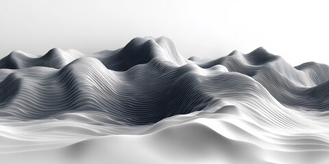 Obraz premium Abstract Monochromatic Landscape: Waves of Gray and White