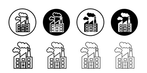 Industrial factory icon black and white vector sign