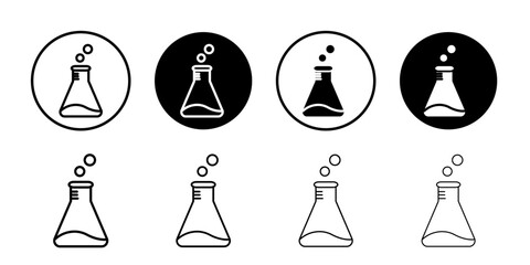 Lab flask icon black and white vector sign