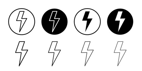 Lightning icon black and white vector sign