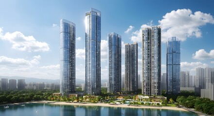 Obraz premium Skyscraper and high-rise building model