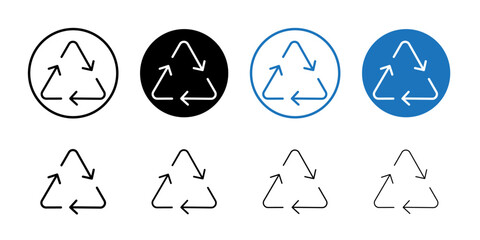 Recycling icon black and white vector sign