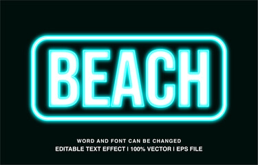 editable text effect neon beach blue