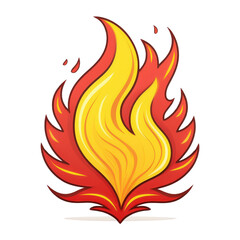 Stylized flame illustration, vibrant colors, white isolated background