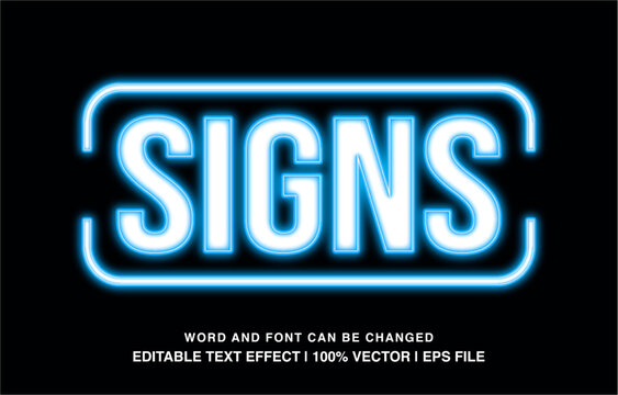 editable text effect neon blue signs