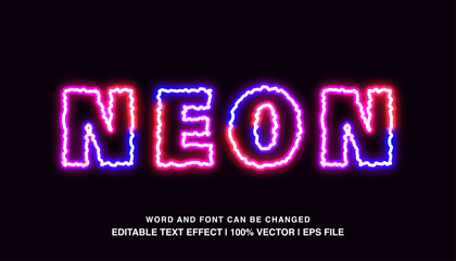 editable text effect neon light multicolor