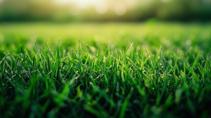 Fototapeta premium Close-Up Vibrant Green Grass Blades in Sunlight