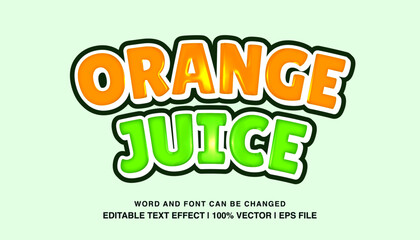editable text effect orange juice bold glossy
