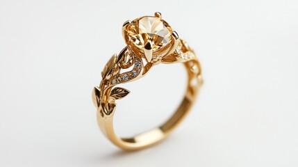 Elegant Ring on White Background