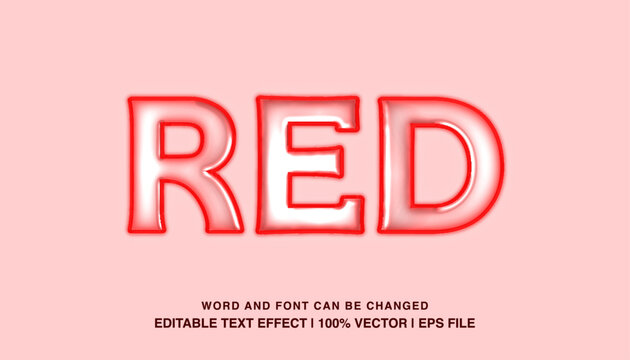 editable text effect red glossy