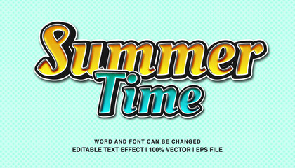 editable text effect summer time 3d cartoon style