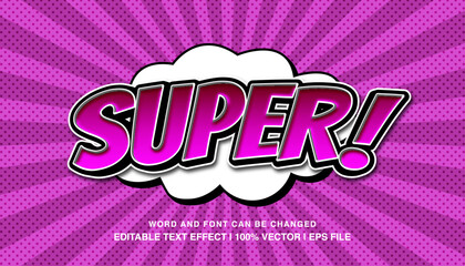 editable text effect super comic 3d cartoon style