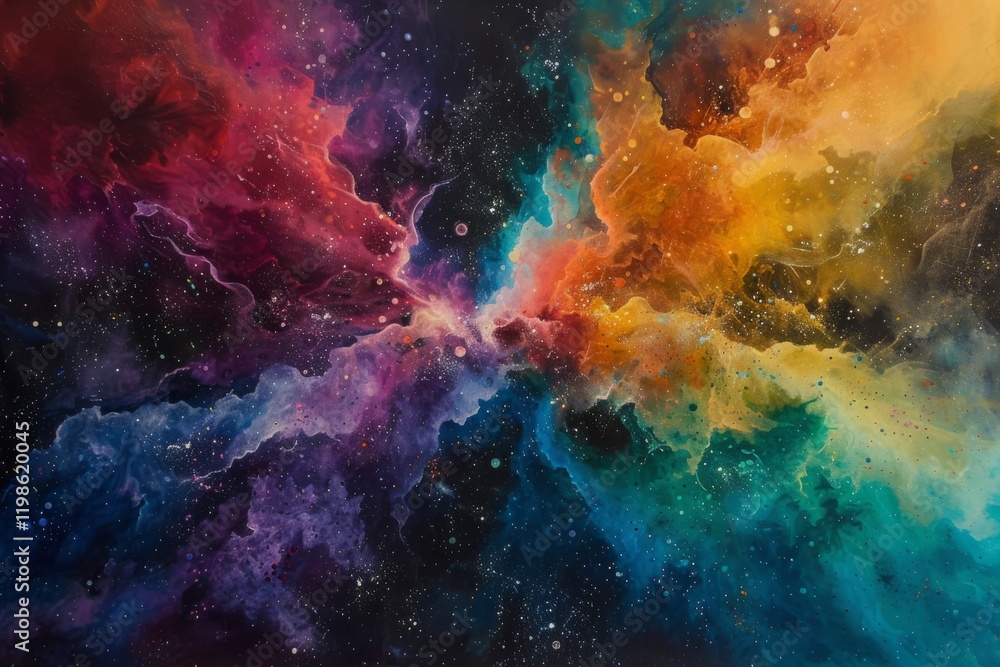 Aufkleber a vibrant cosmic collision of colors creating an enchanting spectacle in the vastness of space durin
