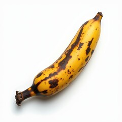 Overripe Banana with Brown Spots Isolated on White Background Close up Studio Shot of Fruit